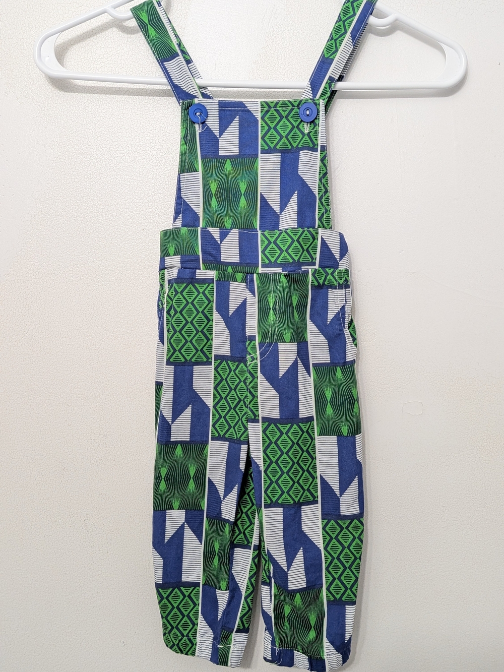 Ackermans Kids Green & Blue Patterned Overalls 12-18 M Cotton